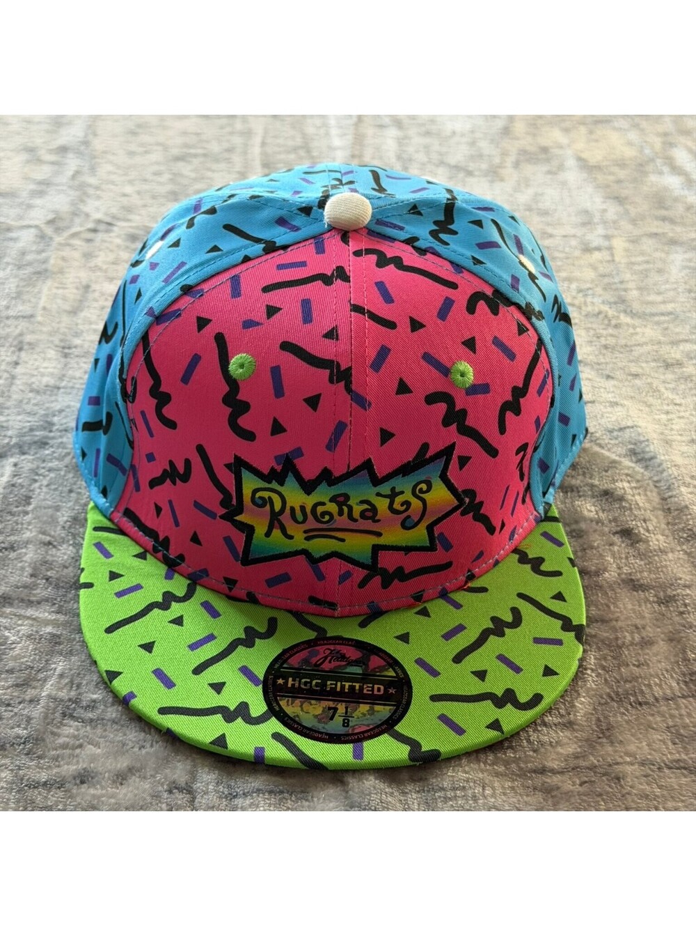 Headgear Classics Rugrats 1991 Fitted Hat Men's 7 1/8 Pink Blue Green Retro